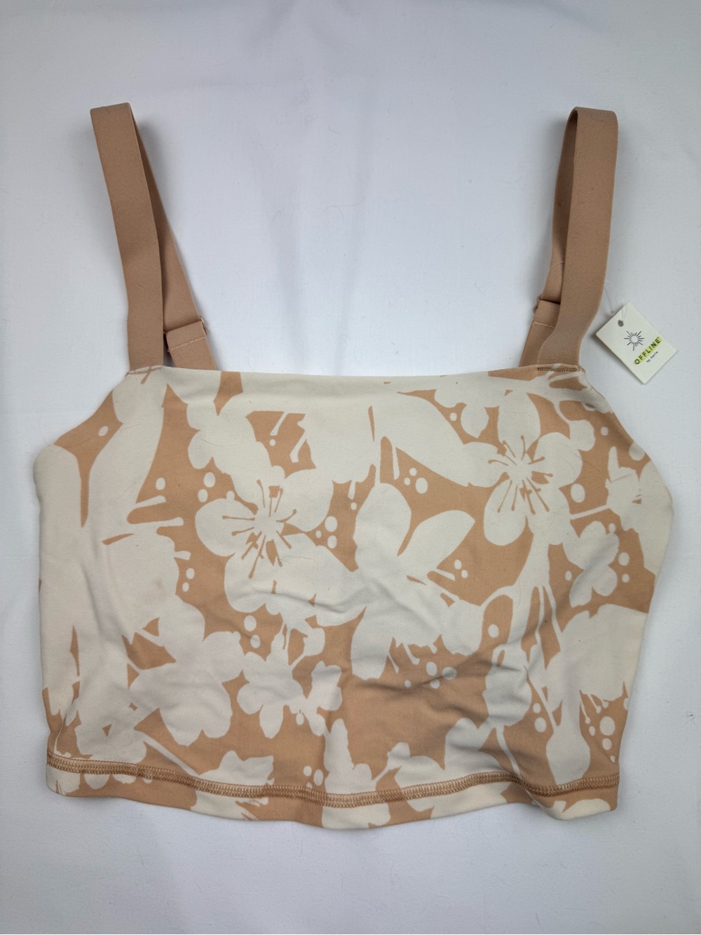 Aerie Floral Beige & Cream Crop Tank bralette